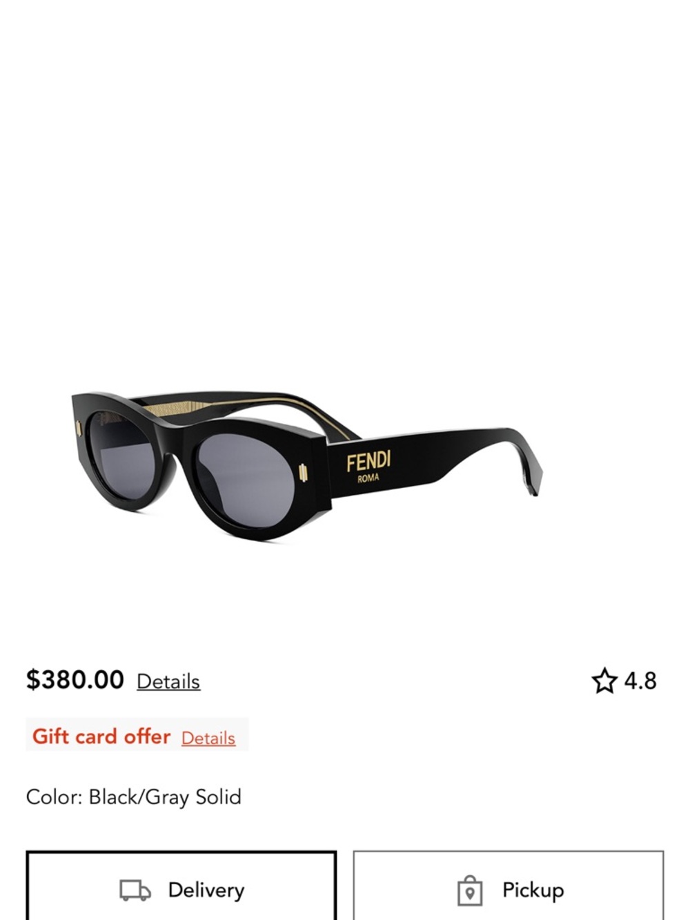 Fendi cat eye Oval 52mm black Sunglasses - Picture 5 of 10